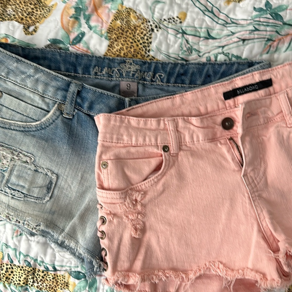 Junior size 9, billabong and almost famous shorts